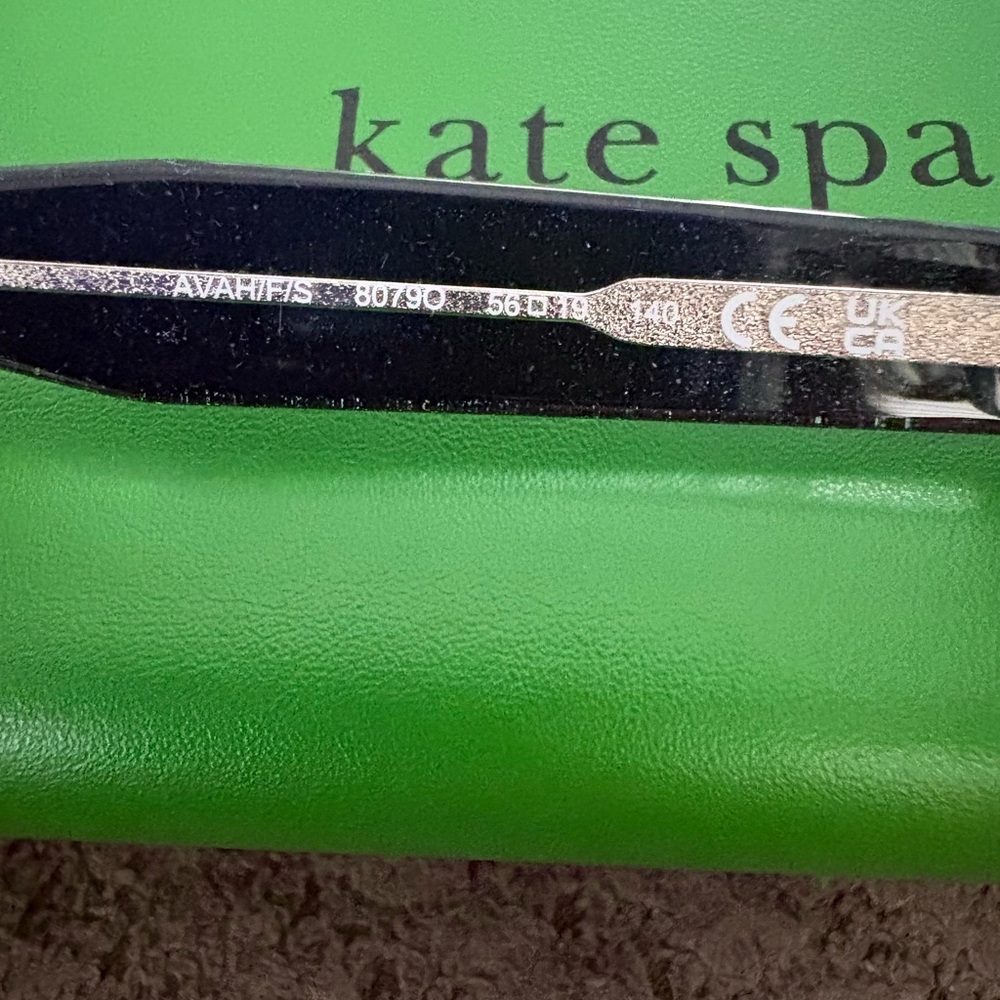 Kate Spade ♠️ Black Glitter Oval Sunglasses with Dark Lenses NEW - Picture 5 of 8